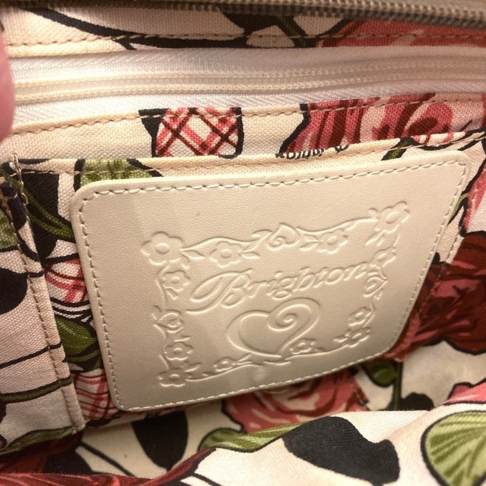 Brighton Candice Straw Beige Leather Shoulder Bag Purse Charm Zip Top - Picture 7 of 14